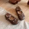 Zapatos Mary Jane Rojos Primavera y Otoño Boca Baja Niñas Lazo Correa de Hebilla de Una Sola Palabra Suela Suave Zapatos Pequeños de Cuero Estilo Dulce con Faldas