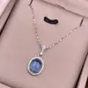Colgante de Aguamarina Plata S925 Incrustado Completo de Diamantes Exquisito Fresco Cadena para Clavícula de Mujer Colgante Moda OL Collar de Plata