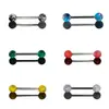 Resina de Colores Imitación Ópalo Degradado Uña de Lengua Acero Inoxidable Nicho Joyería para Lengua Anillo para Lengua Joyería para Piercing Corporal Venta al por Mayor
