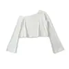 Atacado de roupas femininas transfronteiriças 2026 outono novo sexy hot girl ombro a ombro manga longa justa T-shirt curta