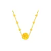 Collar con Colgante de Concha de Agua Oro 3D Oro Puro 999 Flor de Rosa Cadena para Clavícula Princesa Fugitiva Regalo para Transmisión en Vivo Artículo Popular