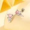 Henson Varilla de Tornillo de Acero de Titanio Clavo de Oreja Rosa con Lazo de Amor Joyería para Perforación de Cartílago de Chica Avanzada