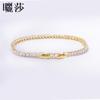 Pulsera de Cadena de Tenis de una Sola Fila Cuadrada Pequeña de Cobre con Circonita Incrustada Estilo Tendencia Personalidad Hip-Hop Transfronterizo Europeo y Americano