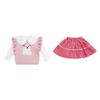 Traje de primavera para niñas 2025 nuevo estilo estilo universitario niños primavera y otoño falda jk chaleco conjunto de tres piezas para bebé
