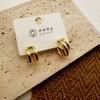 Pendientes asimétricos multicapa de estilo metálico europeo y americano, pendientes de plata S925 con aguja de temperamento ligeros de lujo de alta gama, joyería al por mayor para mujeres