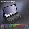 Adequado para Tablet Samsung A9Plus 11 polegadas Capa Protetora com Touchpad Retroiluminado de Sete Cores, Teclado Bluetooth, Suporte para Caneta e Capa de Couro