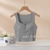 D17 Sexy Navel Vest com Chest Pad Mulheres Verão Roupas de Proteção Solar com Base Sutiã Uma peça Pequeno Top