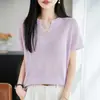 Nueva Camiseta Casual de Verano Elegante para Mujer, Cuello en V Semiabierto, Tejido Fresco, Mangas Raglán Elegantes, Top Base Holgado