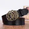Cinturón de Cuero para Mujer con Acabado de Alta Gama, Versátil Casual de Cuero Genuino Vacuno Vintage, Cinturón Estilo Étnico Coreano, Stock Listo de Fábrica