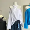 Principios de Otoño 2025 Nuevo Top Halter para Mujer Hot Girl de Puro Deseo, Top Nicho con Hombros Descubiertos y Abertura de Manga Larga Suelto