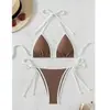 Maiô Transfronteiriço Feminino Três Peças Combinando Cores Estilo Puro Desejo Bikini Spice Girl Maiô Cortado Quente do Amazon
