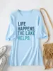 La Vida Sucede el Lago Amazon Ebay Sitio Independiente Moda Holgada Tallas Grandes Camiseta de Manga Corta para Mujer