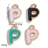 Pingente esmaltado colorido de dupla face transfronteiriço, pingente de letra de desenho animado em liga, pingente de colar, acessórios para joias DIY