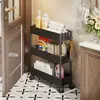 Armario de Almacenamiento Estrecho para Baño, Carrito Multifuncional Móvil con Ruedas, Gabinete Angosto para el Espacio Junto al Inodoro