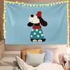 Tapiz de Cachorro Lindo de Dibujos Animados Tela para Colgar en la Cabecera del Dormitorio Tela para Colgar en la Pared de Renovación de Habitaciones Tela de Fondo para Celebridades de Internet