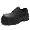 Sapatos Oxford Masculinos de Solado Grosso Aumentadores de Altura Grandes de Couro Pretos de Alta Qualidade para Casamento Noivo Sapatos Formais Britânicos Masculinos