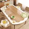 Flor Transparente Ovalado Mantel de Mesa Impermeable y a Prueba de Aceite PVC Vidrio Suave Mantel No Lavable Alfombrilla Protectora de Escritorio Antiescaldante