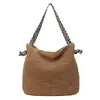 Bolsa de Palha Tecida Estilo Coreano 2025 Novo Modelo Bolsa de Ombro Tecida à Mão Versátil Azul Marinho Bolsa Transversal Bolsas Tecidas