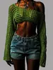 Suéter de Ganchillo Nuevo para Mujer Primavera/Verano 2026 Europeo y Americano, Cubre-traje Sexy de Malla Casual Ultra Corto con Mangas de Campana, Moderno