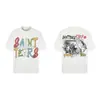 Saint vintage Estilo Americano High Street Holgada Vtg Camiseta de Manga Corta para Hombre Camiseta Estampada Alfabeto Figura Camiseta Urbana