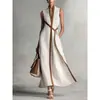 Vestido sem mangas com blocos de cor e cinto para mulheres, moda europeia e americana, design simples e elegante, item mais vendido no AliExpress
