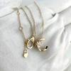 Collar de Luna Hielo Agua Xiangjia de Panel Alto Doble Forma de C para Mujer Diseño de Nicho Cadena de Suéter Cuadros de Diamante Cadena para Clavícula