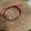 Pulseira de Corda Vermelha com Contas de Cristal Natural Haoyun Simples Ins Tecida à Mão Corda de Mão para Casal Melhor Amigo Pulseira de Cristal Morango