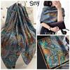 Bufanda elegante de seda Hangzhou con protección solar y letras para mujer, ideal para primavera y otoño, fina y larga, chal de satén de verano.