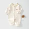 Mameluco de Bebé de Dibujos Animados Lindo Primavera y Otoño Clase A Algodón Puro Sin Etiquetas Manga Larga Body para Niños y Niñas Hogar y Salida