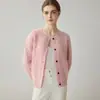 Exquisito e vintage! Cardigã 100% cashmere para mulheres, com gola redonda grossa e design de tricô torcido, tornando-o uma peça versátil de suéter e agasalho.