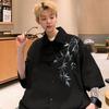 Novo estilo chinês estilo nacional manga curta camisa bordada masculina verão nova marca de moda camisa solta casual conjunto de casaco masculino