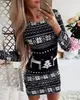 2023wish Amazon ebay Europeo y Americano Nuevo Vestido de Navidad Estampado de Manga Larga Vestido Base
