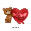 Globo de papel de aluminio de oso de dibujos animados nuevo transfronterizo, globos de oso de amor, accesorios para fotos de cumpleaños, San Valentín