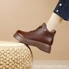 Botas Martin cálidas con forro polar de otoño e invierno para mujer, botas cortas de punta redonda adelgazantes que combinan con todo, retro británicas, zapatos de plataforma para mujer con forro polar
