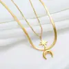 Lele Jewelry Estilo Minimalista Fresco Celebridad de Internet Diseño de Nicho Collar de Doble Capa Hexagrama Luna Cadena para Clavícula de Mujer