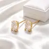 Brincos Xuping de garra com pedra única geométrica oval, estilo coreano e japonês moderno, tarraxas clássicas de liga de cobre, brincos femininos