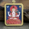 Tangka Pintado a Mano de Avalokitesvara con Cuatro Brazos de Hotong, Xizang, Nepal, 4*5 Núcleo