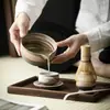 Traje de té matcha de cerámica gruesa herramientas para pedir té cuenco de matcha de cerámica traje de té estilo japonés mezclador de polvo de matcha de cerámica