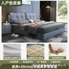 Cama tapizada, cama de madera maciza de lujo ligero, cama matrimonial, cama individual para viviendas de alquiler, dormitorio principal de alta gama para uso doméstico, cama matrimonial grande