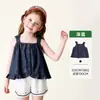 Denim que no se decolora Ropa para niños Tong Bei Llegadas Nuevas Verano 2026 Top de Tirantes Finos para Niñas Ruffles Retro Tirantes Finos