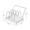 Estante para tapas de ollas de acero inoxidable para el hogar, Estante de almacenamiento para utensilios de cocina, Estante de almacenamiento ajustable, Estante escurridor de acero inoxidable