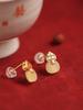 Aretes de Moda Clásicos con Forma de Calabaza, Estilo Palacio, Color Nacional, Rojo Meridional, Diseño de Lujo Ligero, Exquisitos Aretes con Incrustaciones de Oro