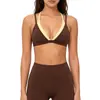Nuevo sujetador deportivo cruzado de bloques de color transfronterizo para mujer, a prueba de impactos, de soporte, transpirable, de dos piezas simuladas, hermoso sujetador de yoga para espalda para correr