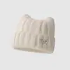 Bonito Gorro de Punto con Orejas de Gato para Mujer, Nuevo Estilo Otoño/Invierno 2026, Engrosado para Calor, Hace que la Cara se Vea Más Pequeña, Circunferencia de Cabeza Grande