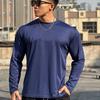 Camiseta deportiva de otoño para hombre, nueva camiseta de fitness con cuello redondo y malla de manga larga para correr