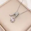 Colar Popular Transfronteiriço Quadrado Cor de Sorvete Colar Luxo Leve Zircônia Microcravejada Temperamento Acessório Simples de Alta Qualidade