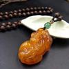 Nueva cadena de suéter de cera de abeja de segunda generación estilo étnico cadena de cuentas de madera colgante de cera de abeja vieja madera de ala de pollo vintage collar largo para hombres y mujeres