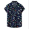 Exportação Transfronteiriça Camisas Havaianas Masculinas Moda Estampa 3D Impressão Digital Manga Curta Tops Atacado Estilo Tropical