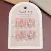 Uñas Postizas Populares de Xiaohongshu, Pedrería Rosa Nude, Lunares, Fototerapia Pura Larga Brillante, Blanqueamiento, Uñas Postizas con Ambiente para Hija