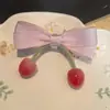 Nueva decoración de zapato con lazo de cereza con pedrería brillante, hebilla para cordones de zapato con lazo, decoración de cadena para zapatos, hebilla de flor de perla para ballet